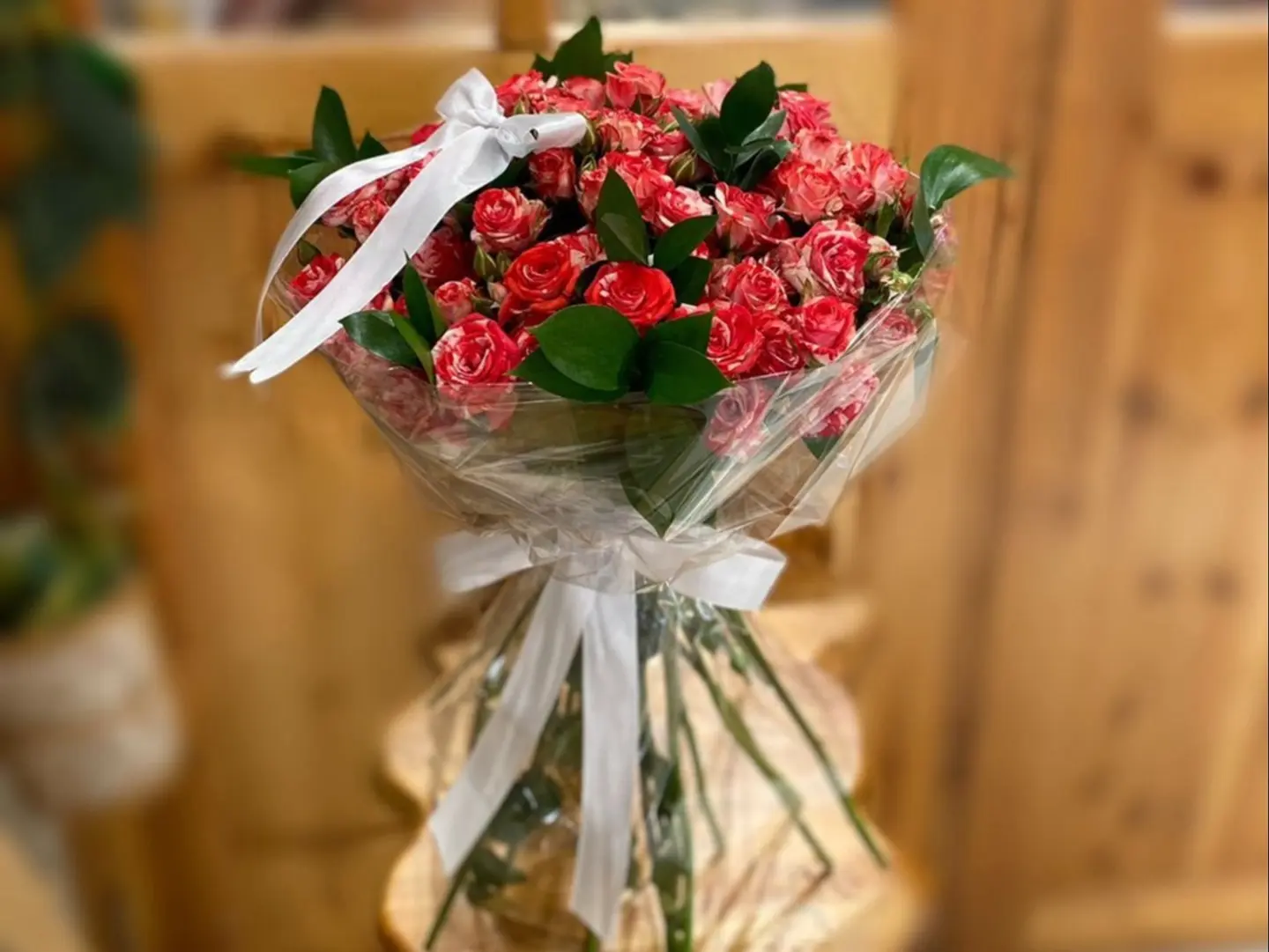 Baby Rose Bouquet With Transparent Wrapping