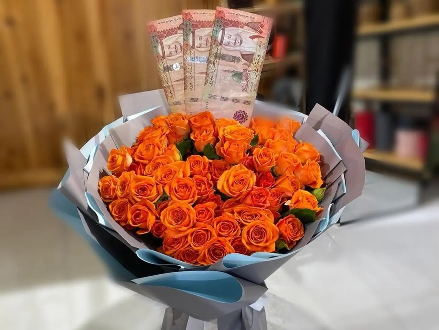 Standing Bouquet With Orange Flowers