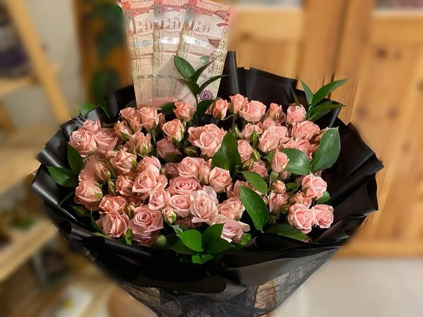 Baby Rose With Black Wrapping