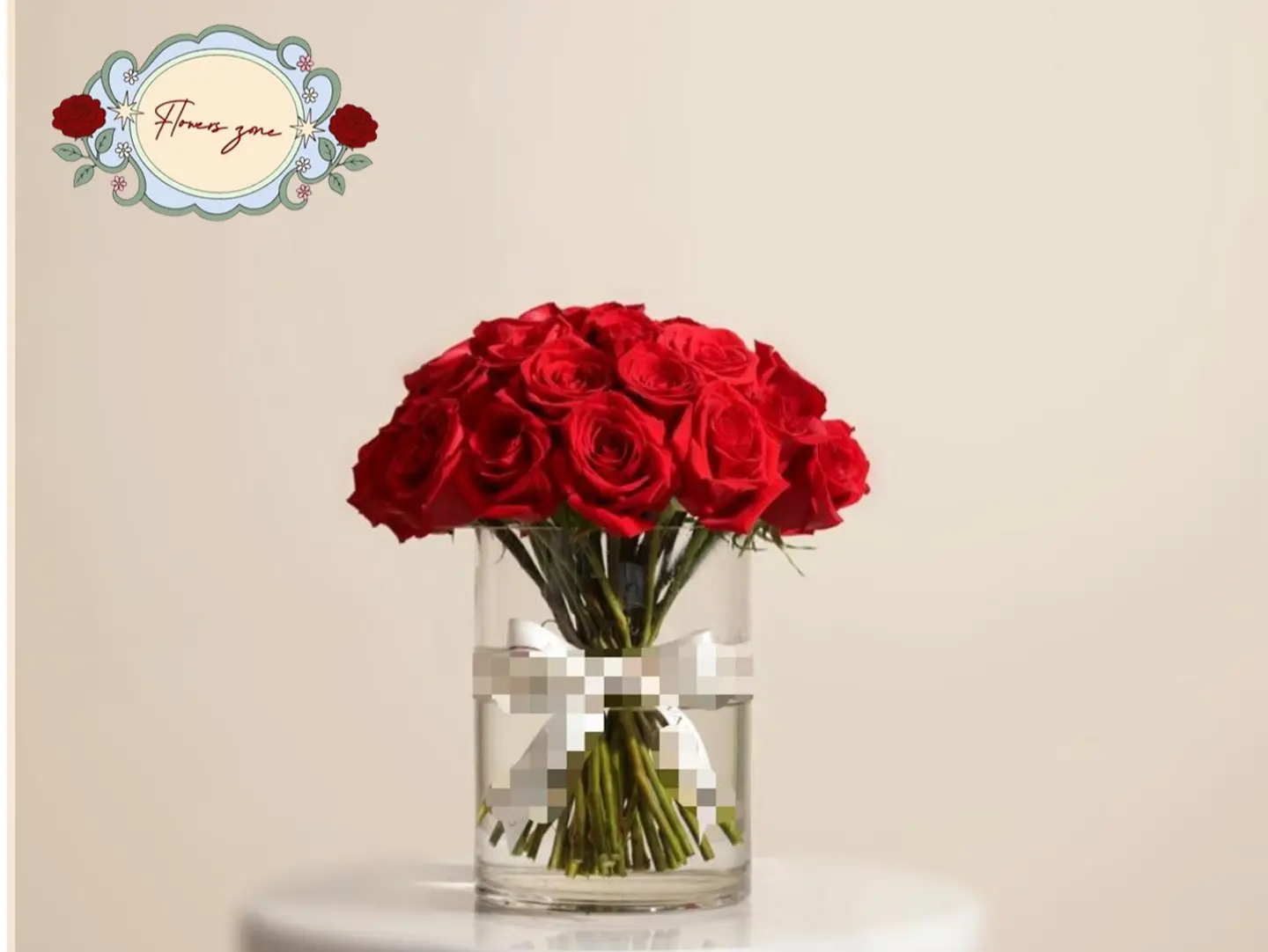 30 Red Roses In A Clear Vase