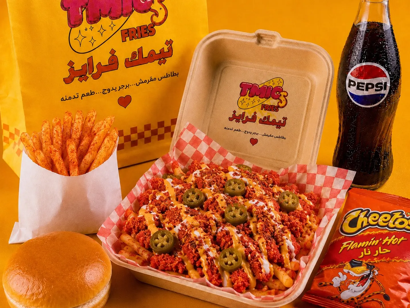 وجبة بطاطس تيمك حار نار بالدجاج