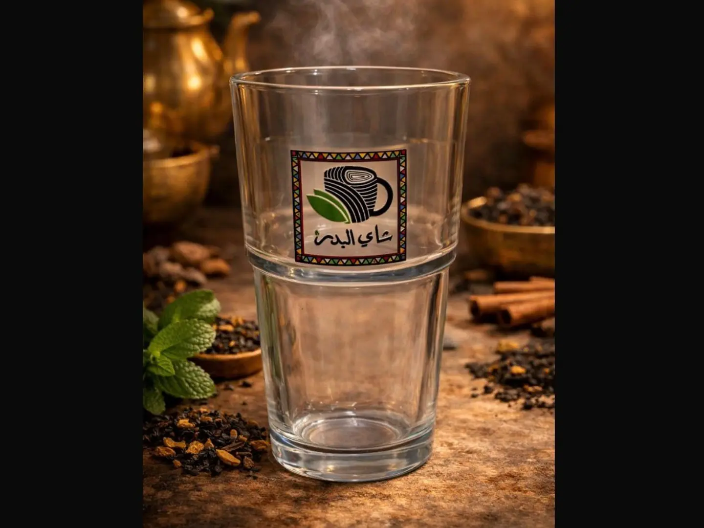 كوب زجاجي سميك صغير مع الشاي
