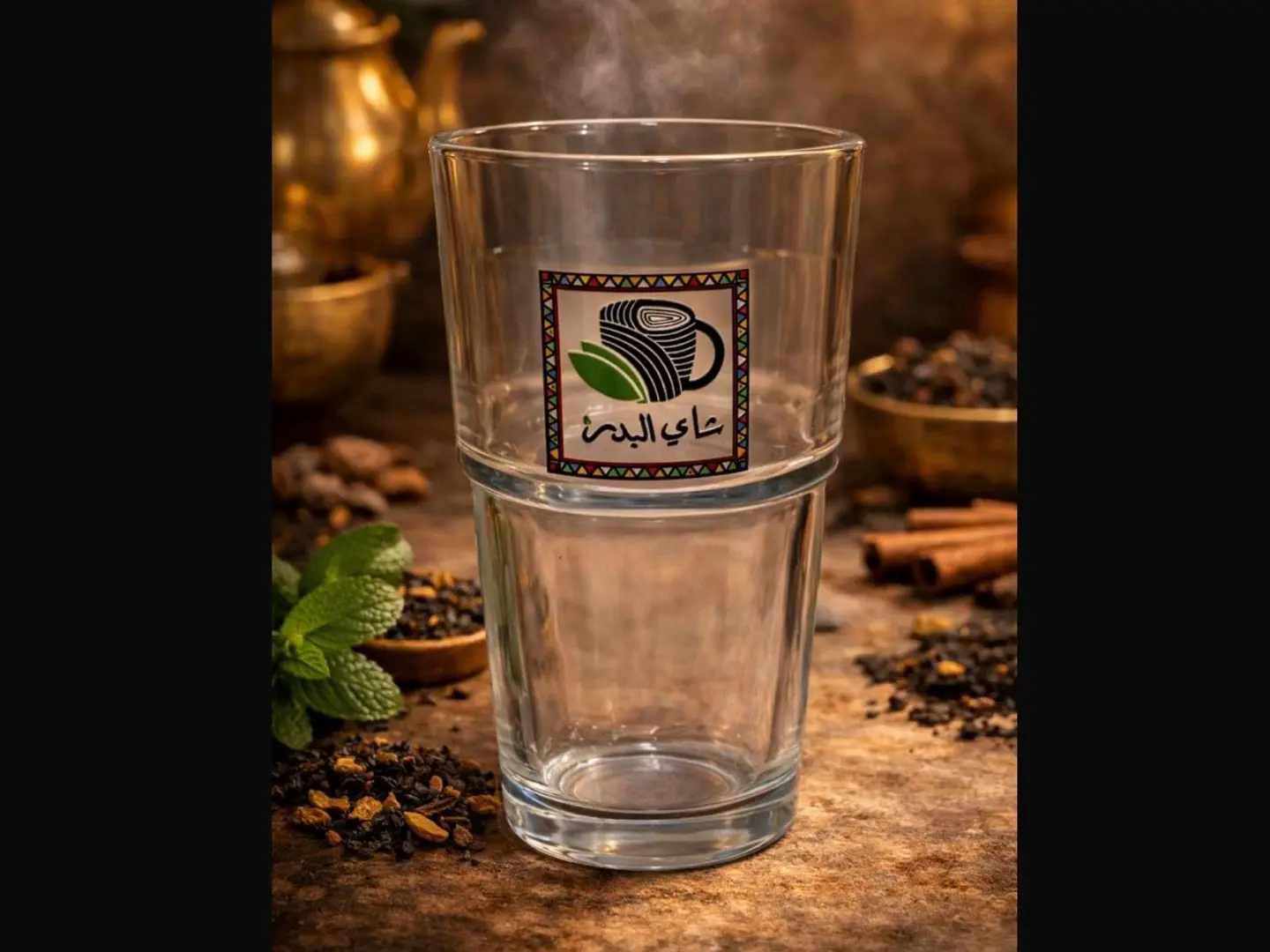 كوب زجاجي سميك كبير مع الشاي