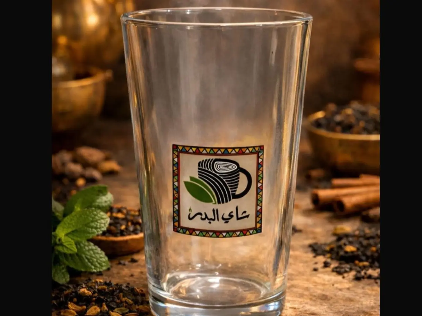 كوب زجاجي كبير مع الشاي