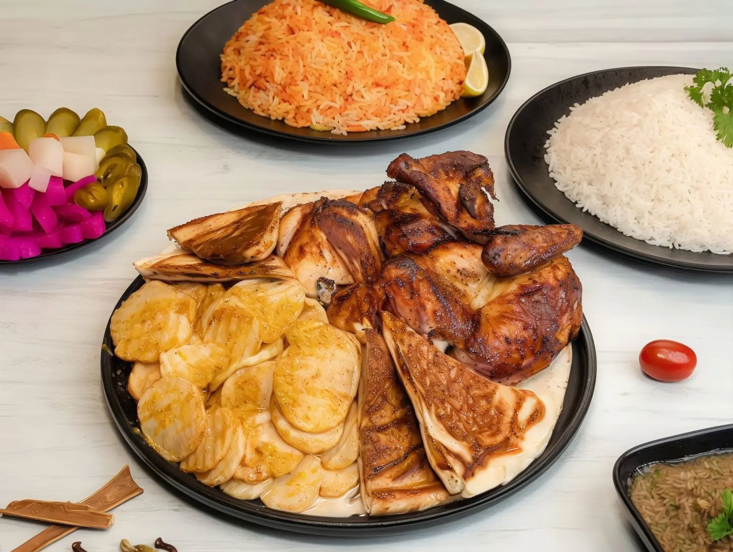 دجاج شواية مع رز