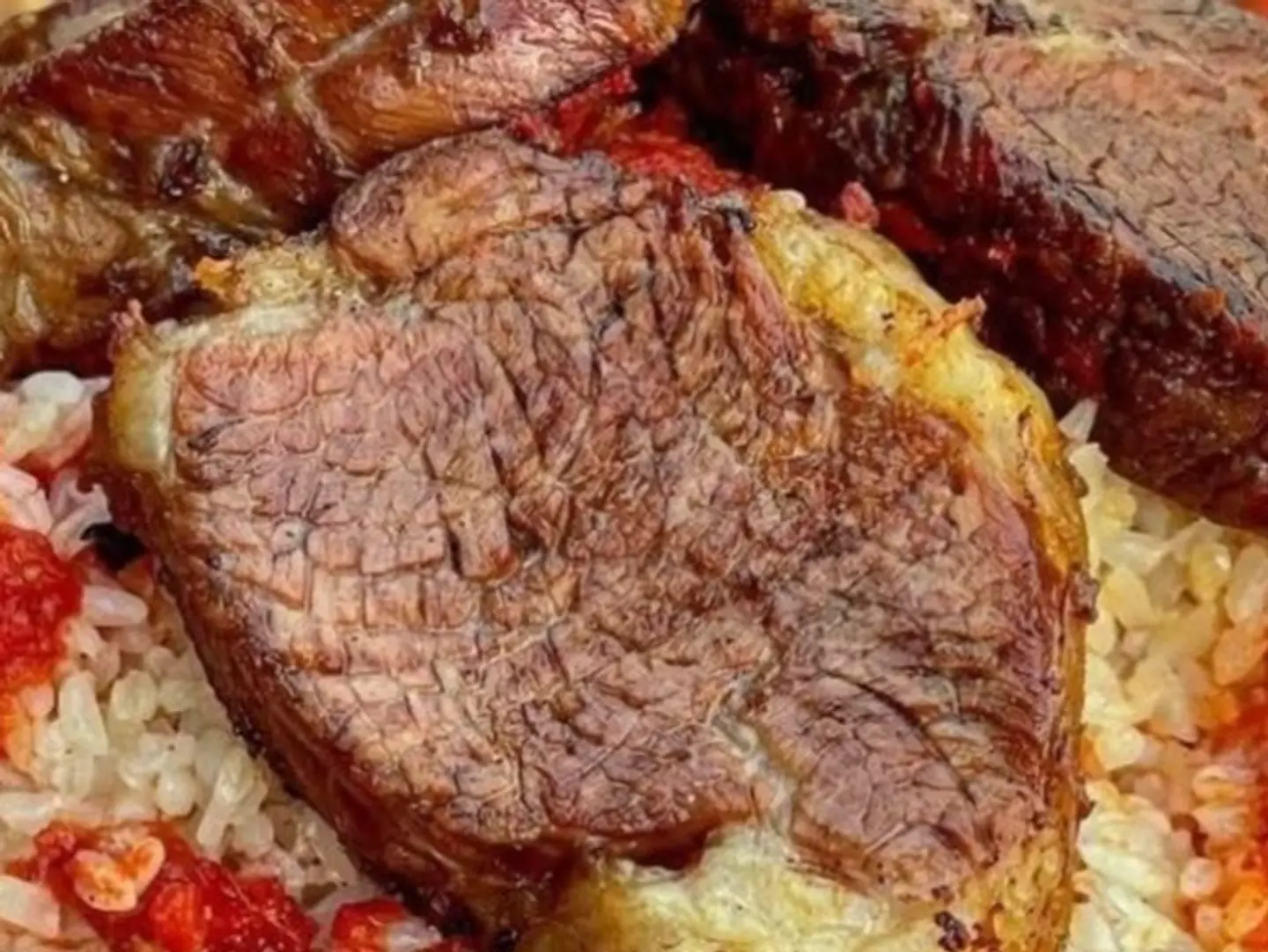 Roasted Meat Meal With Rice And Soup
