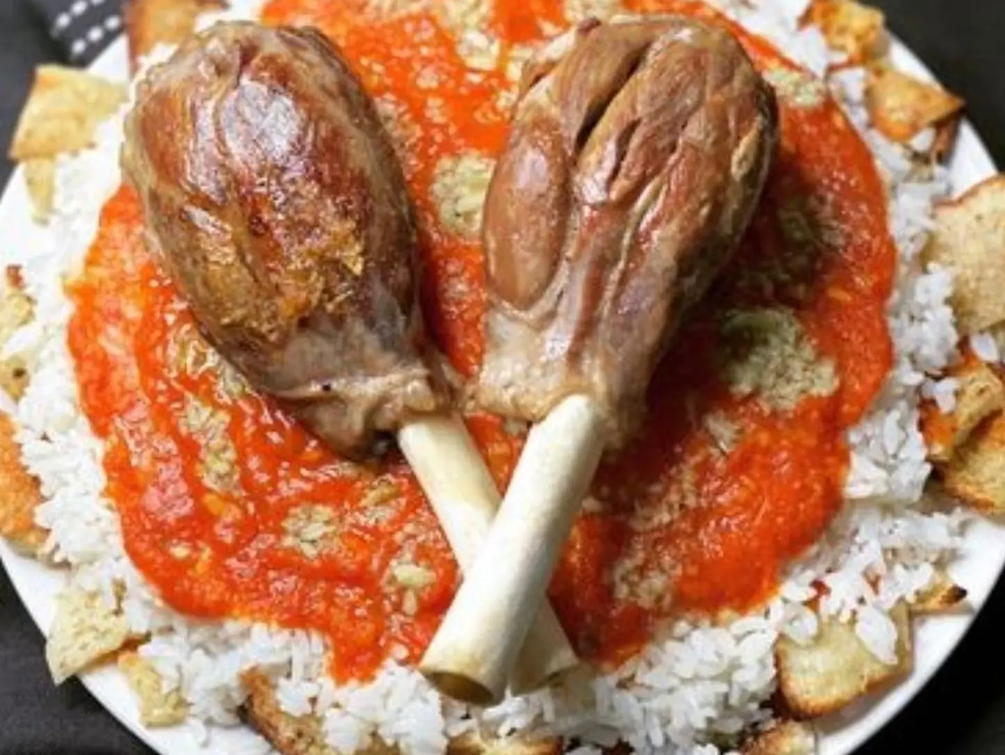 Fattah Meat Shank Served With Rice And Soup