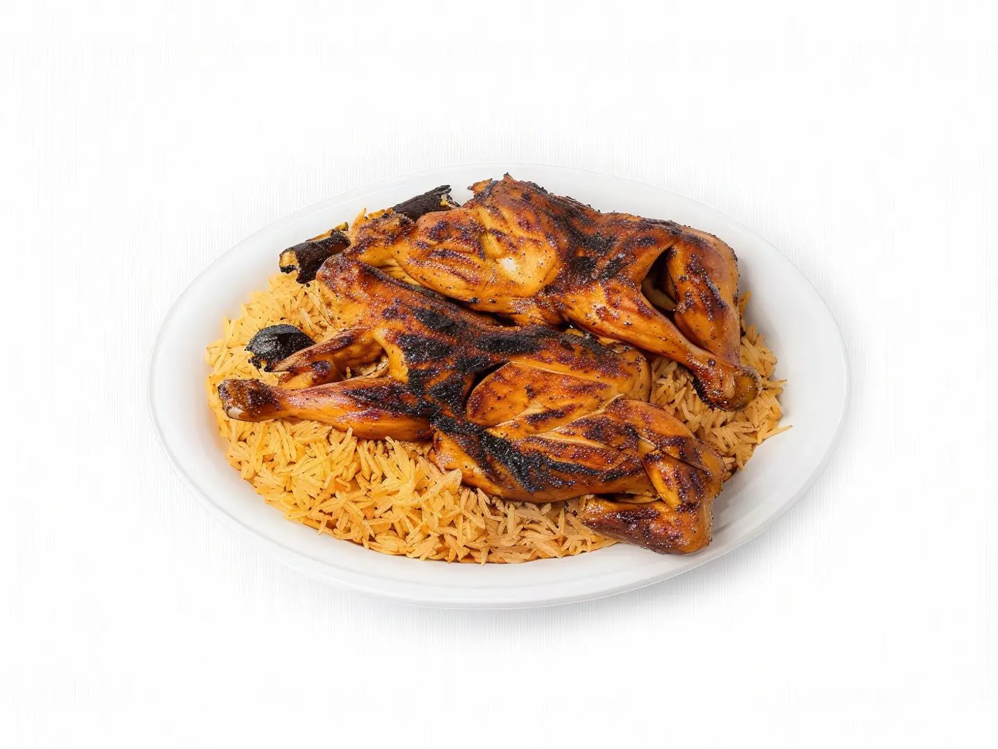 دجاج على الفخم مع رز - نص حبة دجاج