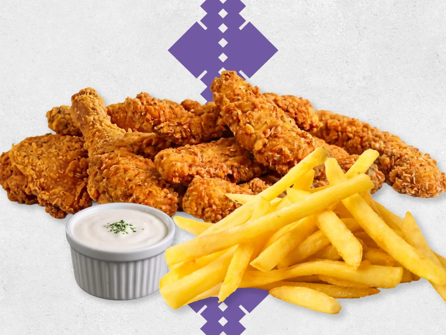 Twins Broasted Meal With Crispy Chicken Pieces