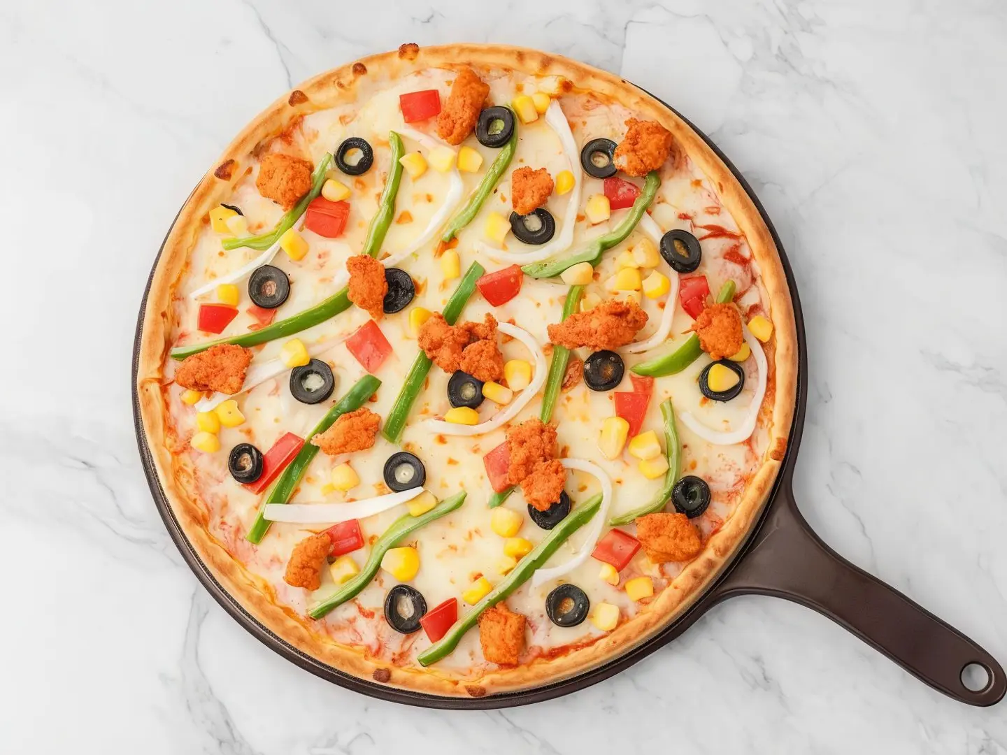 بيتزا خضار ودجاج وسط