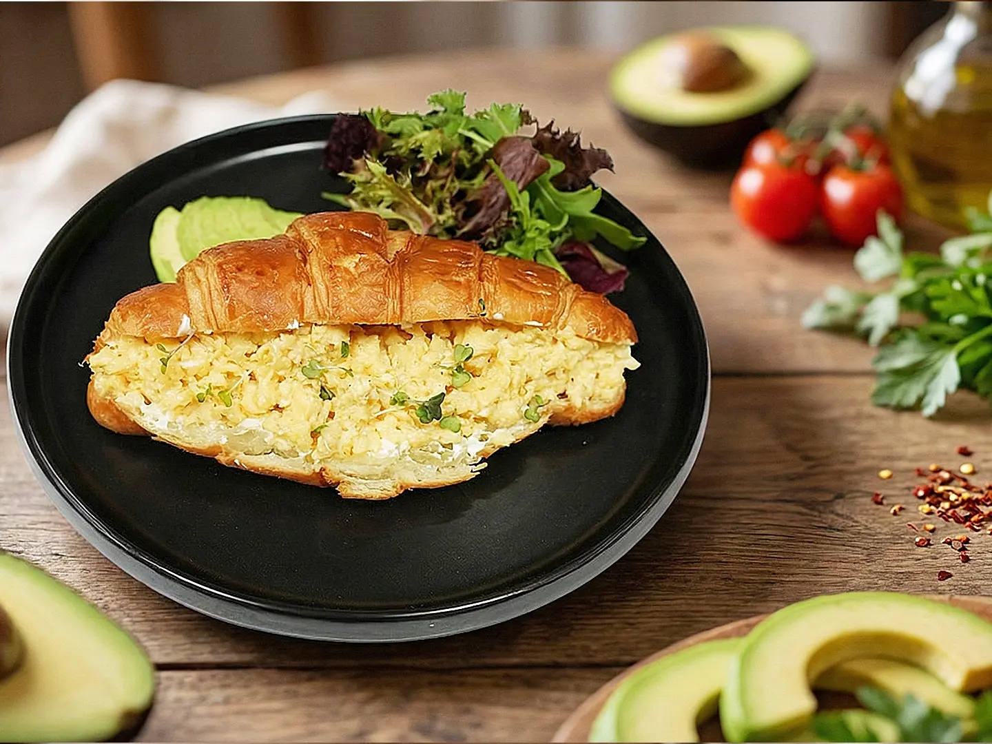 Croissants Scramble Egg