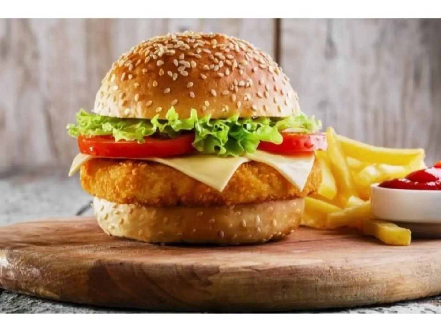 One Chicken Burger With A Drink