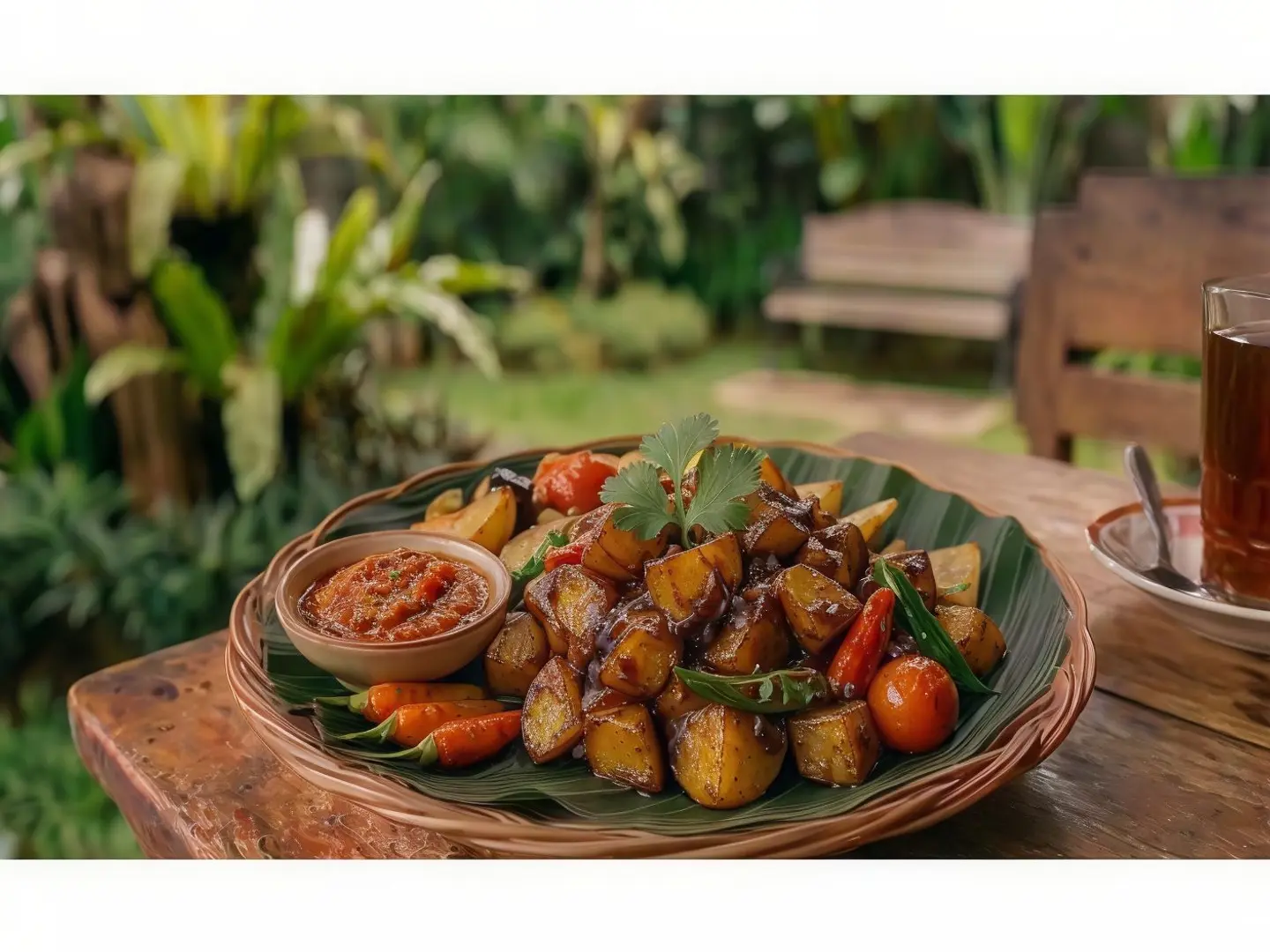 Cubes Potatoes With Sauce