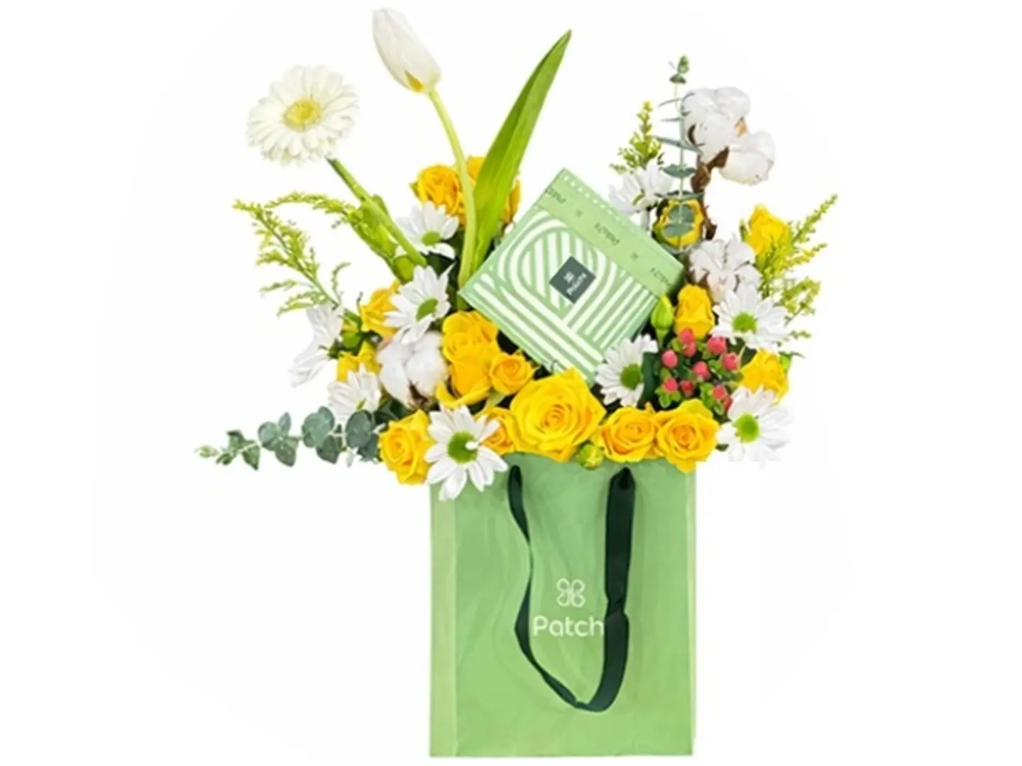 Baci Chocolate Box With White And Yellow Tulips