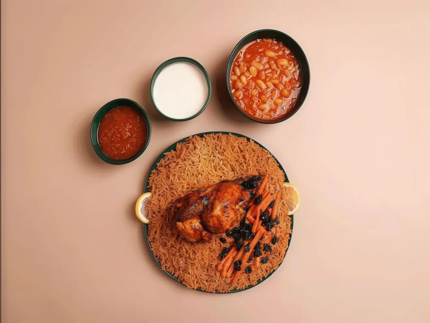 Half Grilled Chicken With Rice