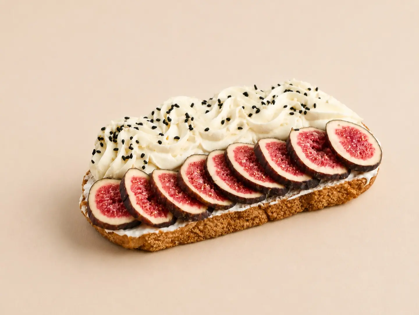Sourdough Slice With French Cream And Fig And Nuts French Cream, Figs, And Nuts
