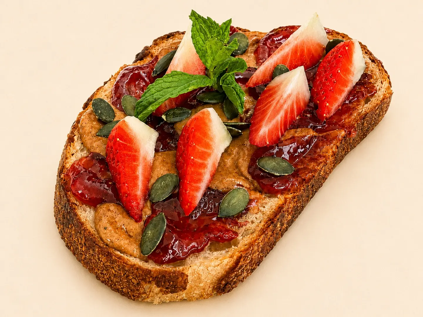 Sourdough Slice With Almonds And Jam