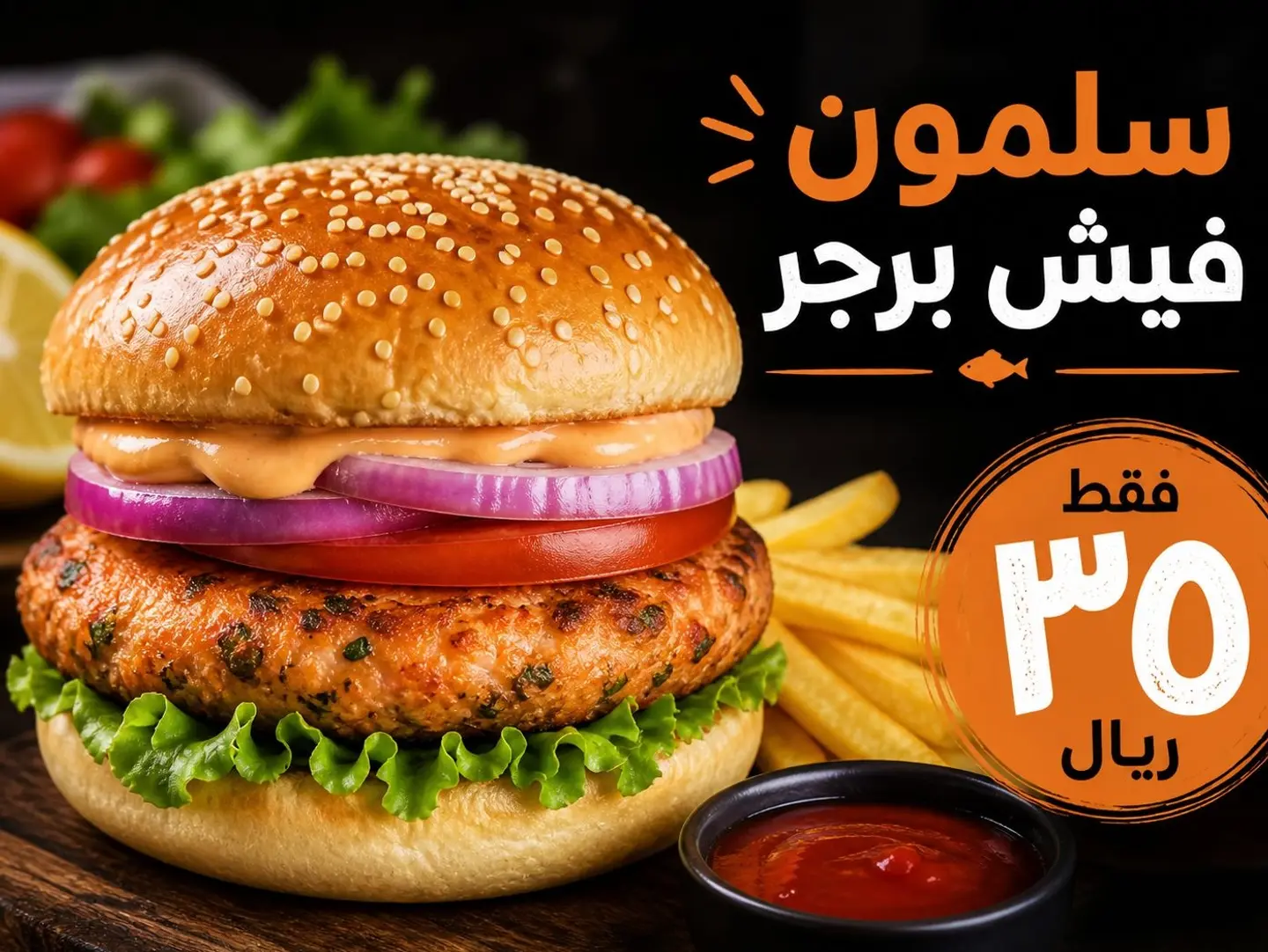 برجر سمك السلمون