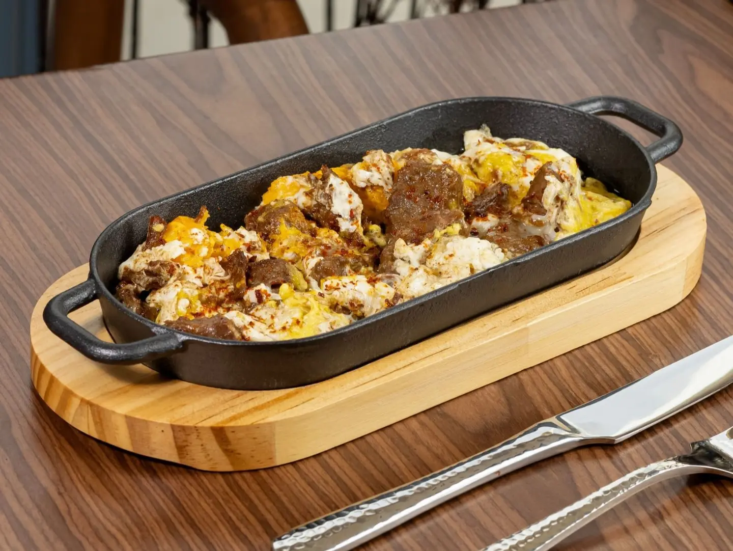 Scrambled Eggs With Sautéed Meat