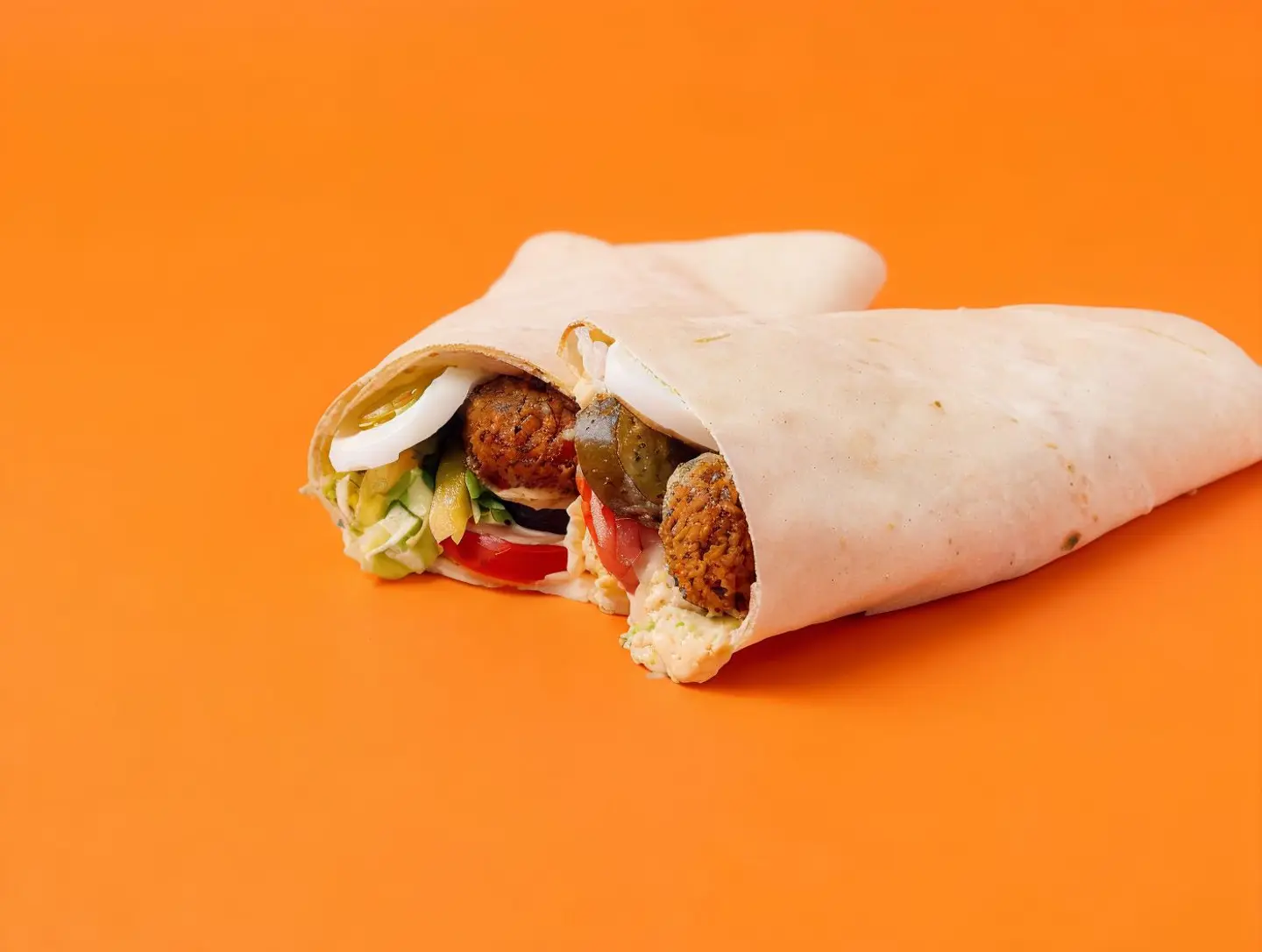 Falafel, Hummus And Egg Sandwich