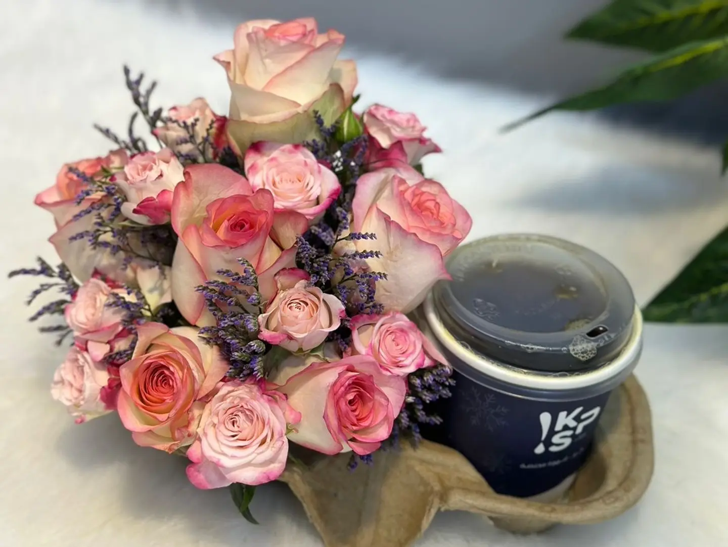 Cold Coffee With Pink Arrangement