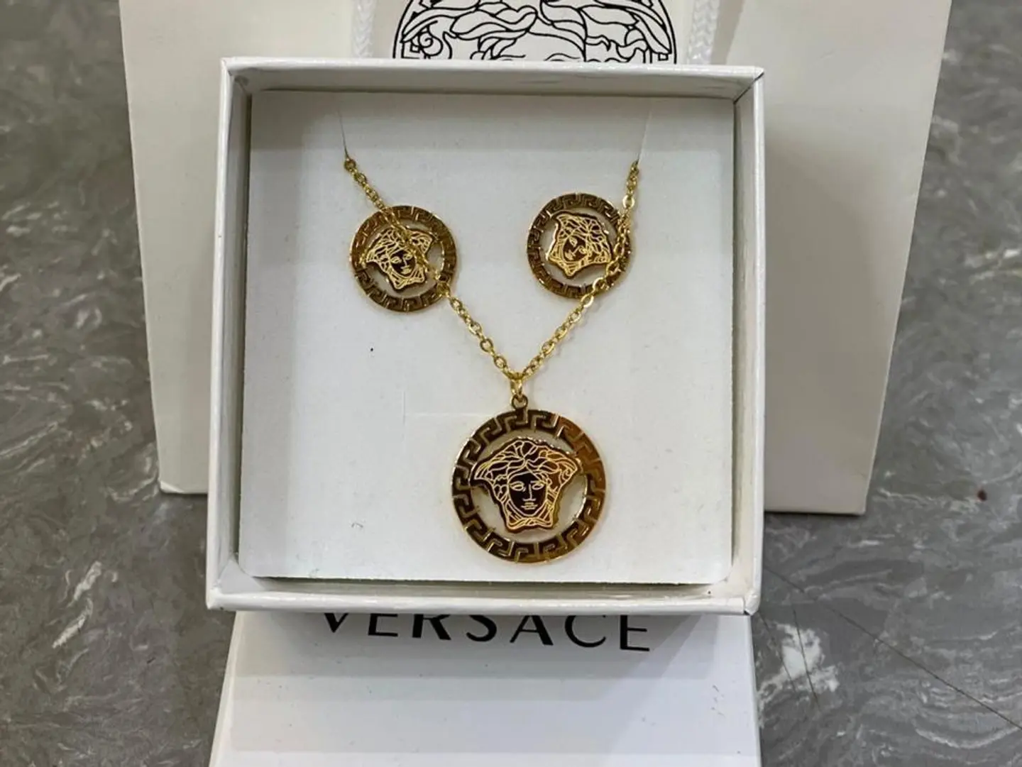Versace Necklace And Earring Set, First Grade