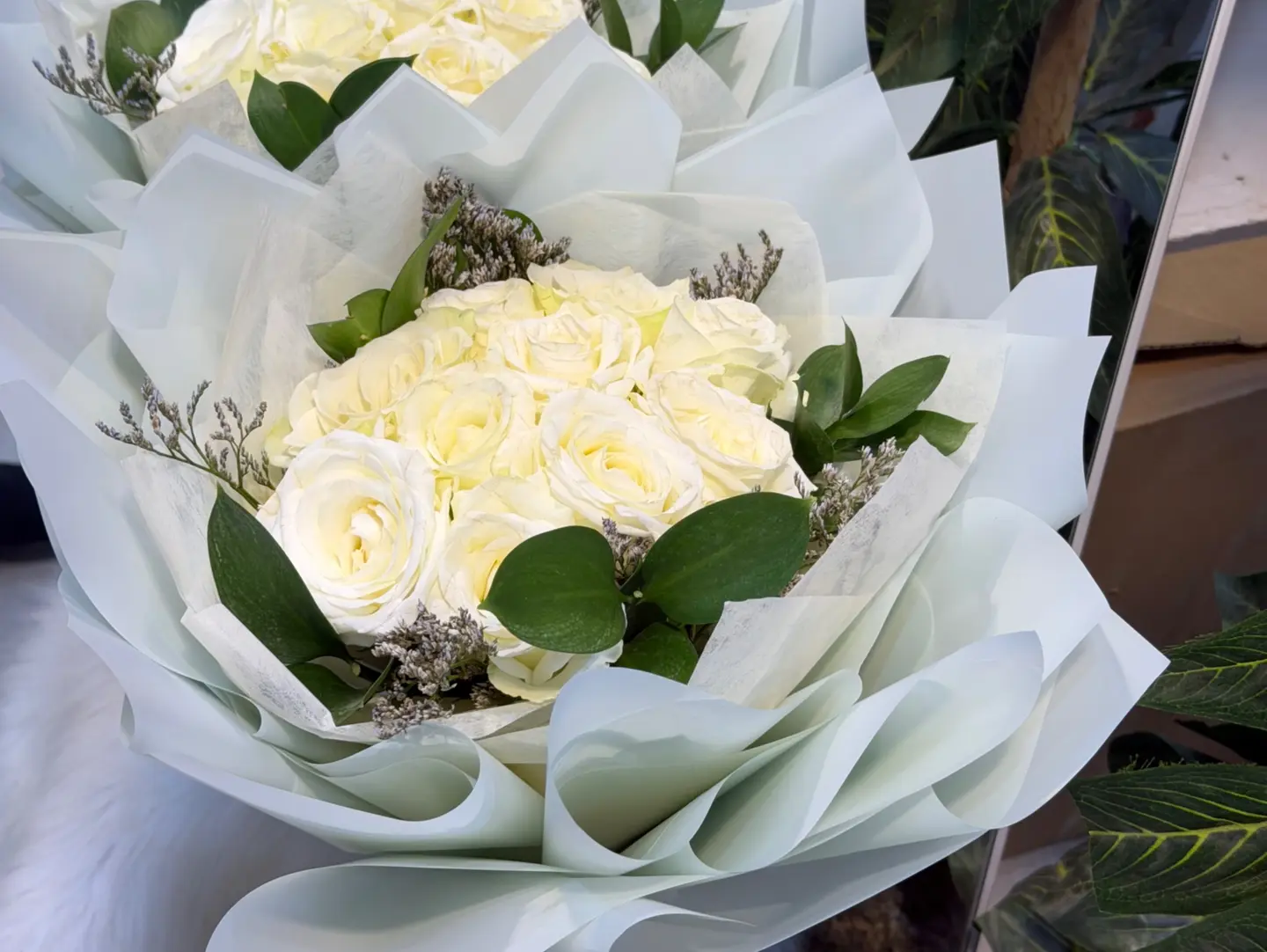 Small White Flower Bouquet With Lavender And Tiffany Wrapping