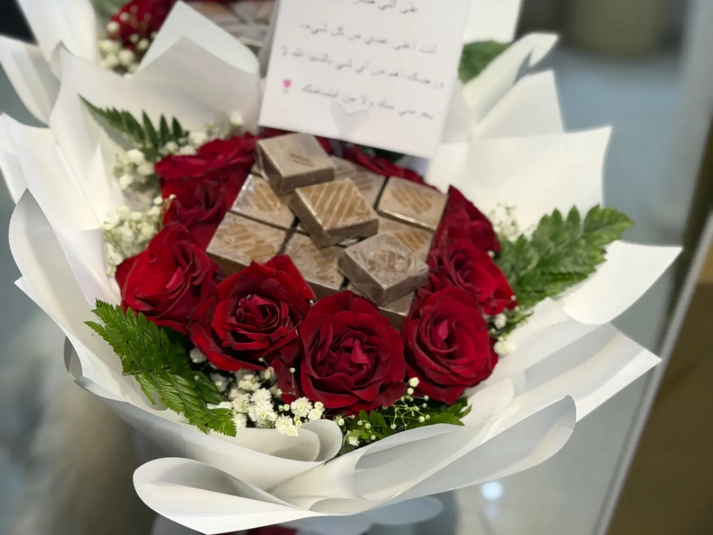 Red Rose Bouquet With White Packaging