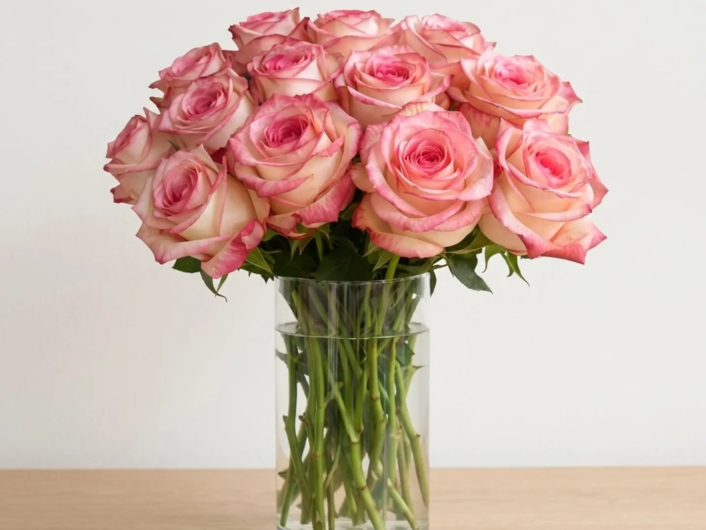 Pink Double Colored Rose Vase