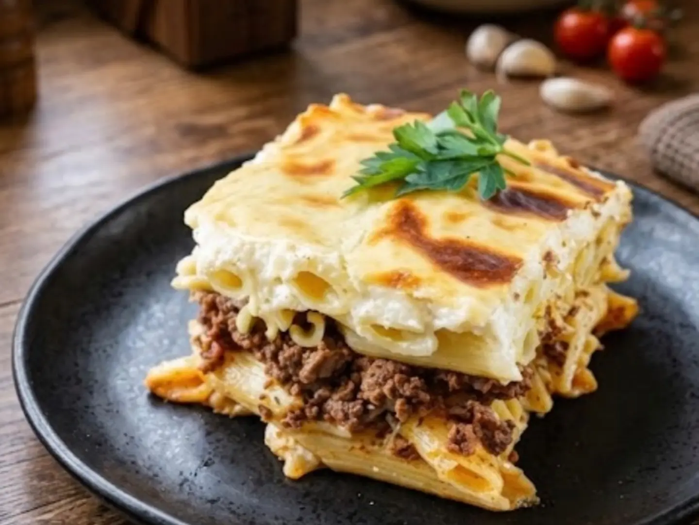 مكرونة بشاميل اللحم