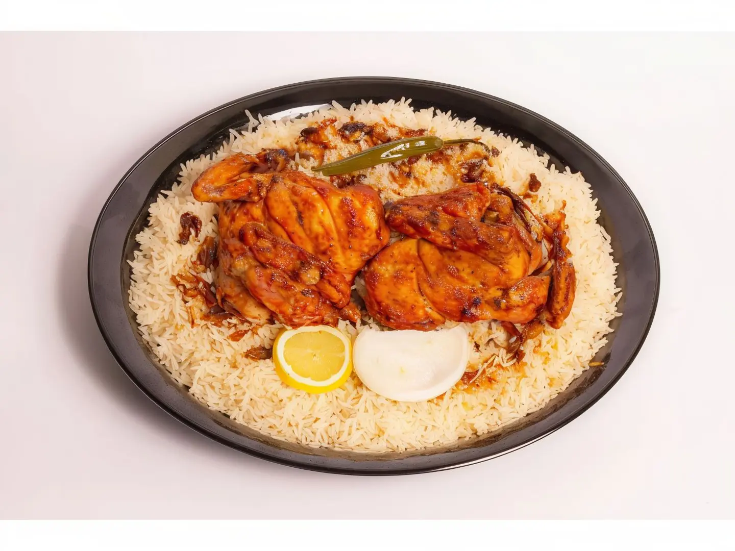 حبة دجاج كاملة مظبى ارز ابيض