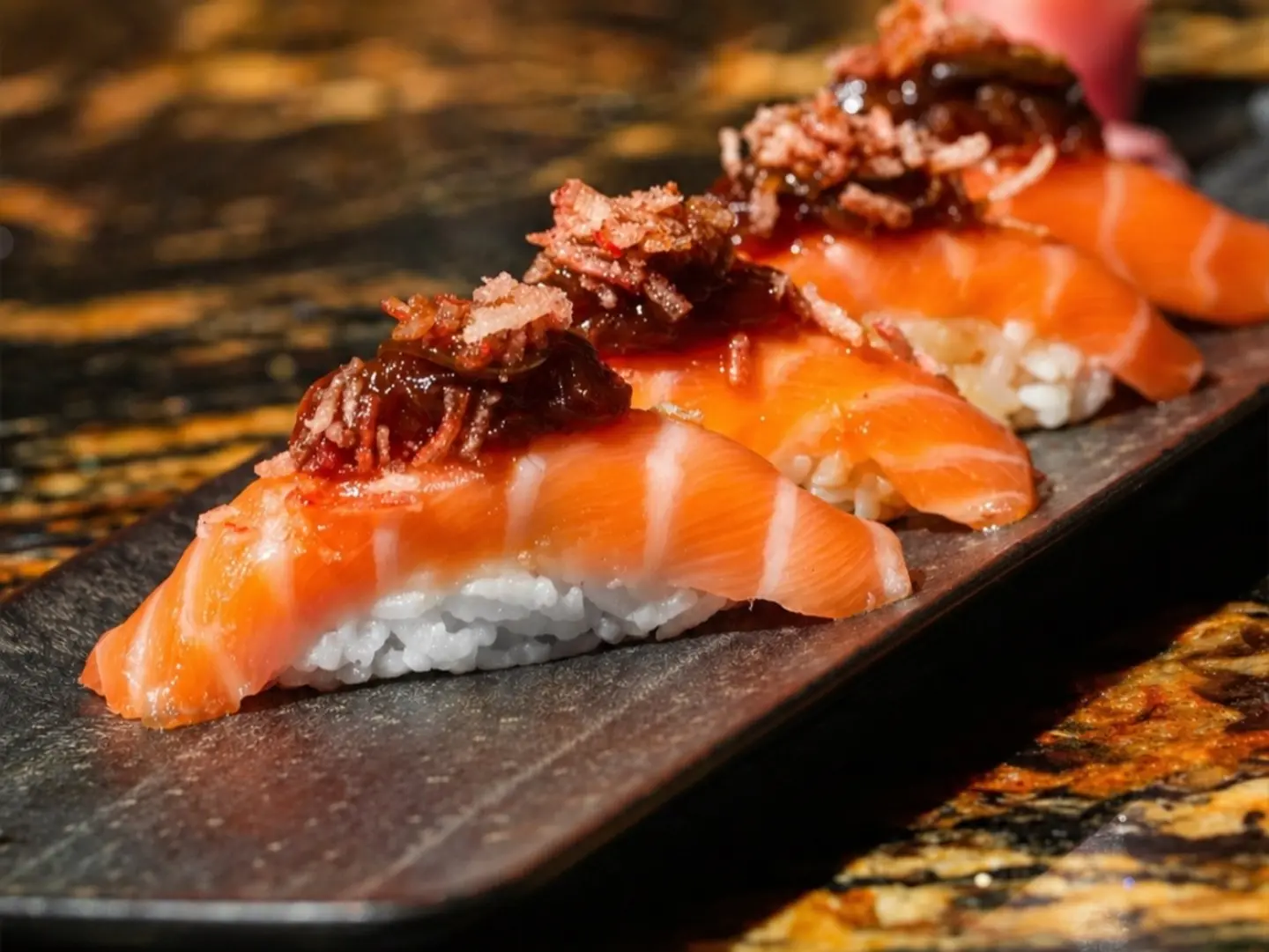 Glazed Ponzu Salmon Nigiri