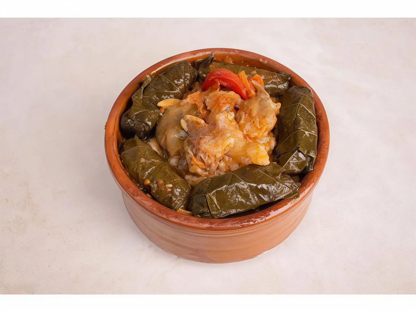 Grape Leaves Tagine With Akkawi Cheese