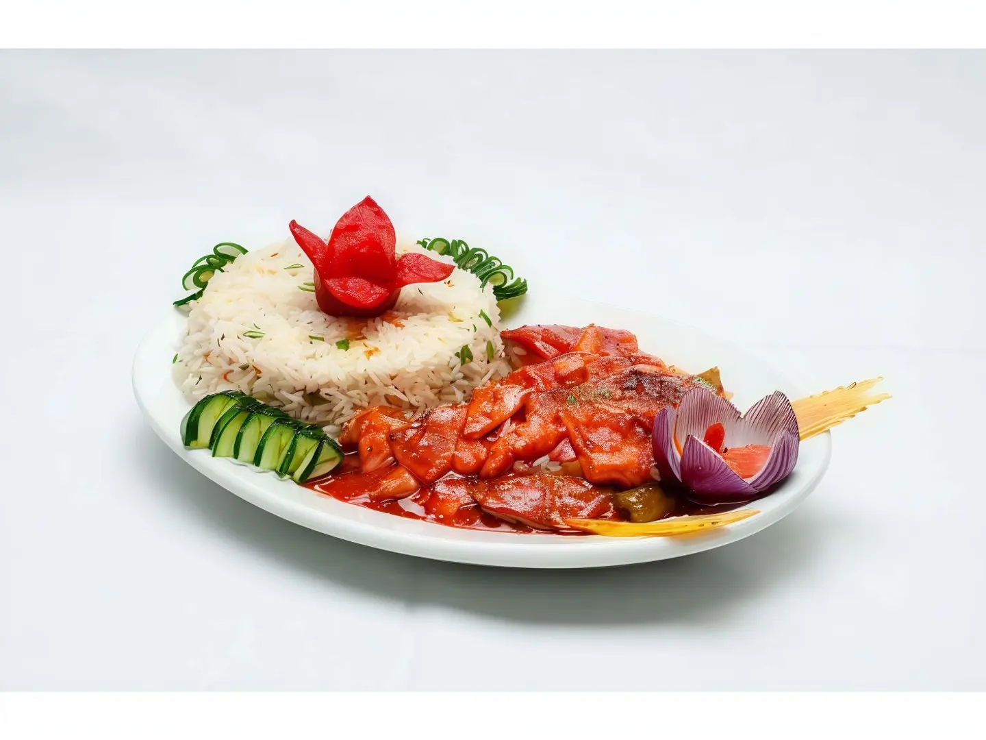 Fish Shashlik With Rice
