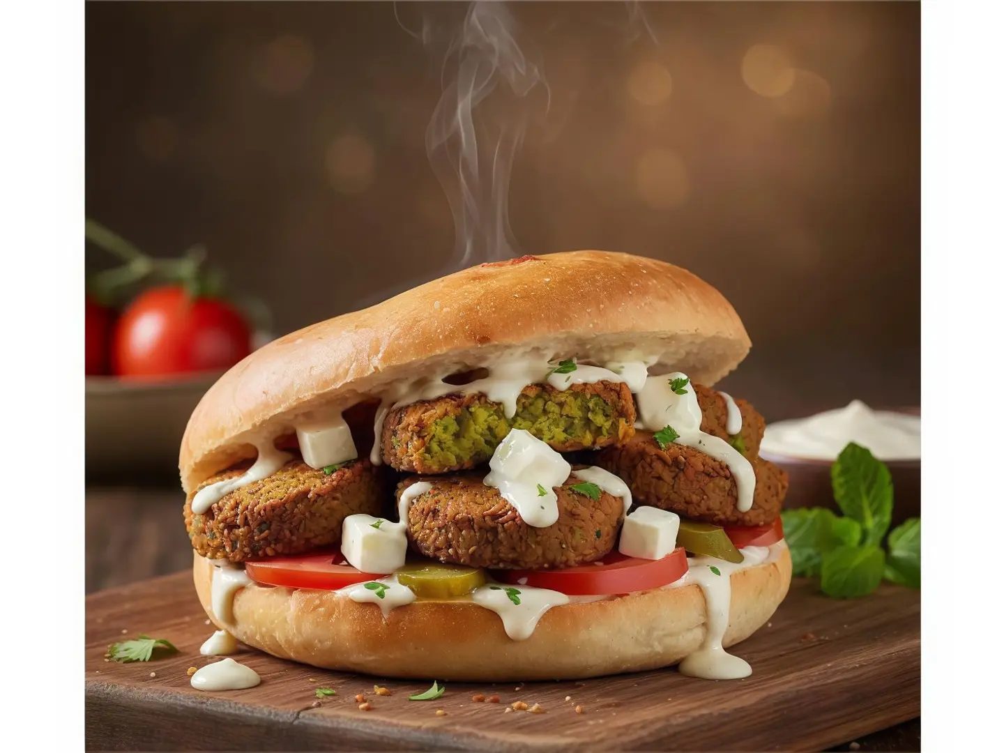 Falafel With Mozzarella Sandwich