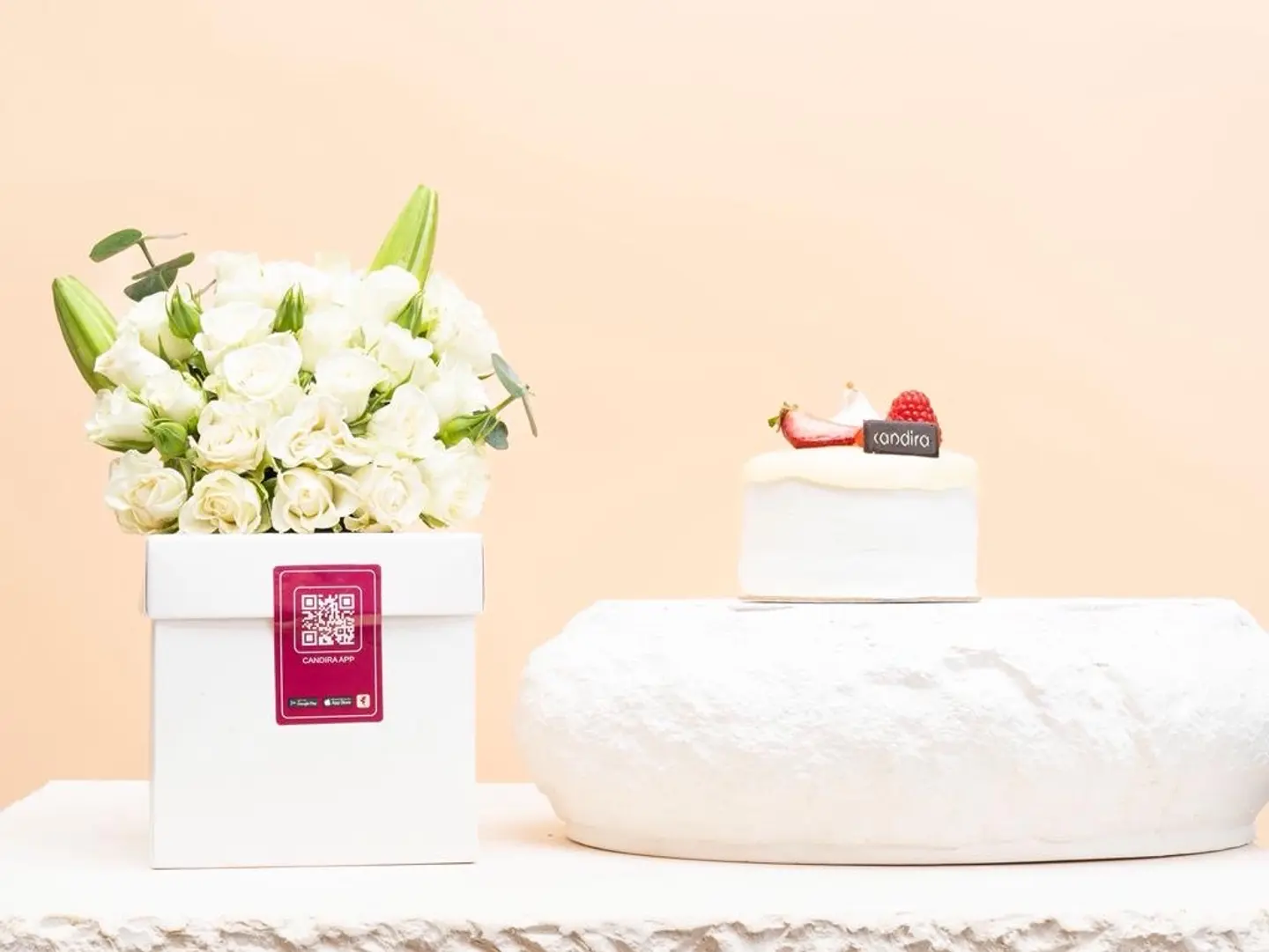 Kandera Cake Decorated With White Roses