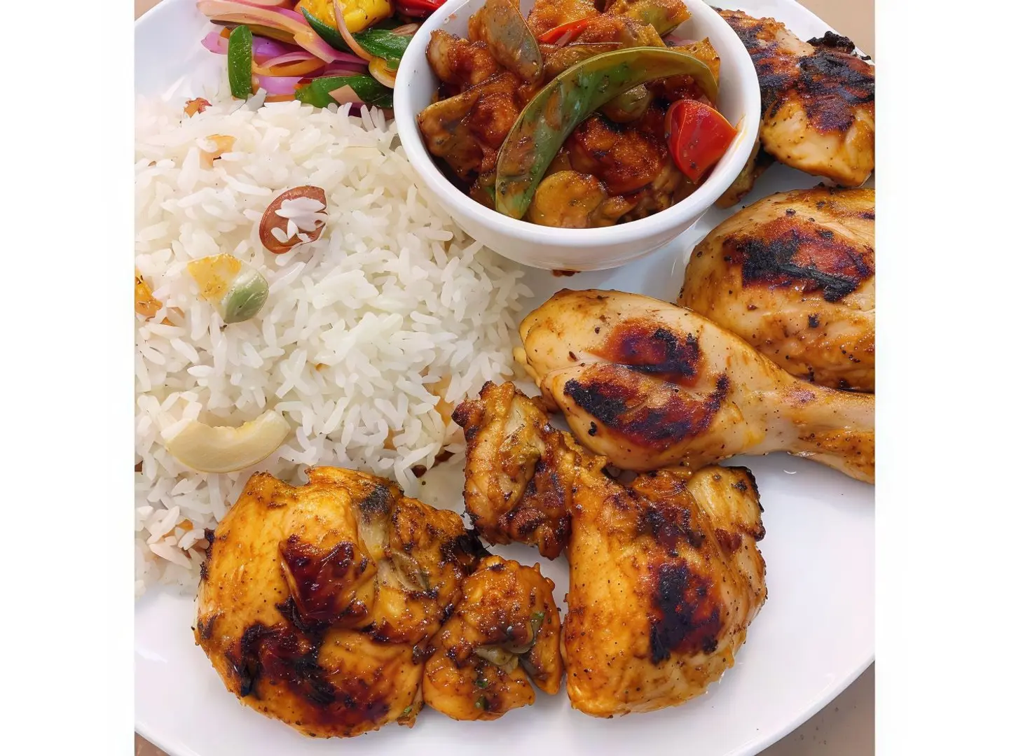 دجاج مشوي مع رز - ربع دجاجة