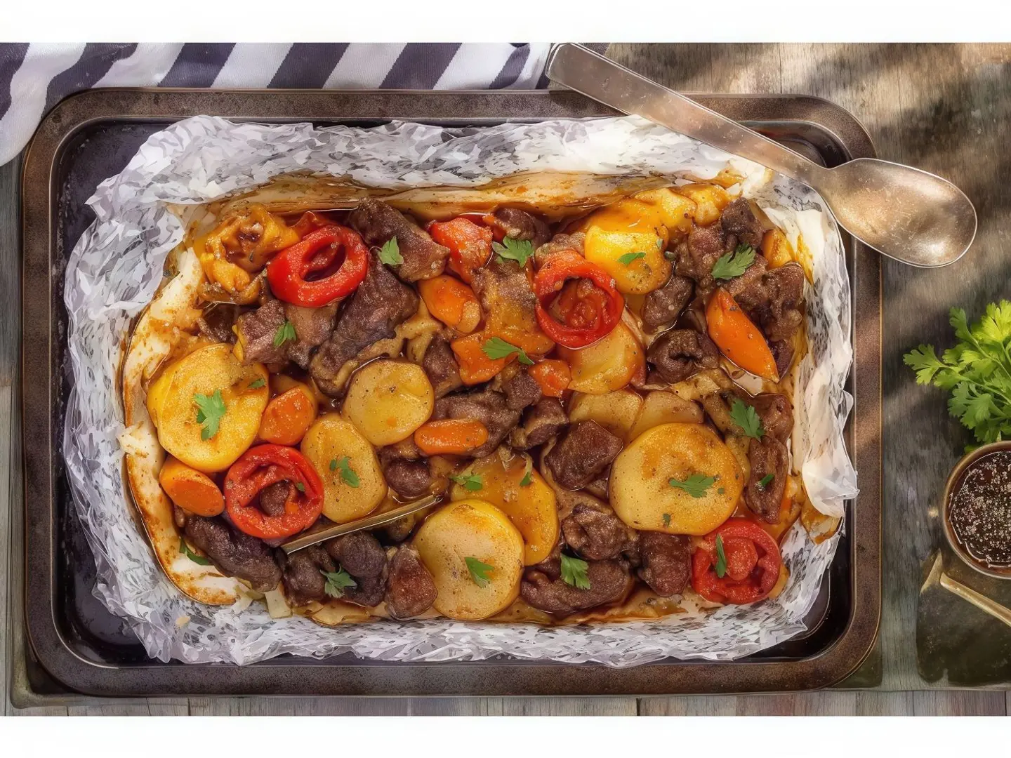 Meat Rolls With Potatoes Tagine