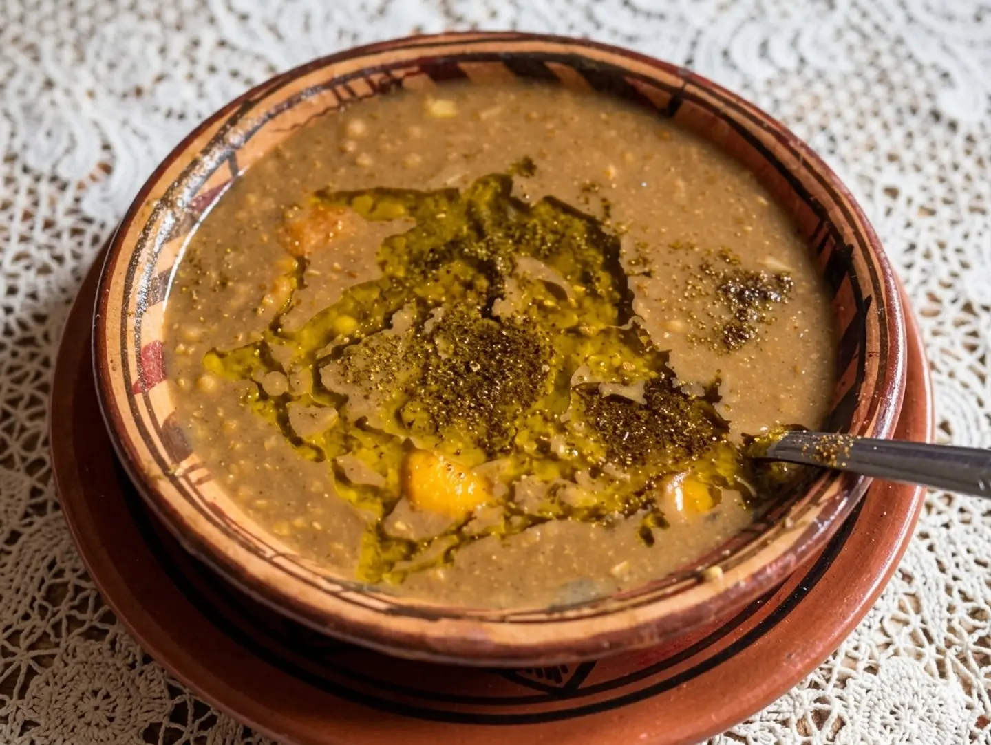 صحن عدس زيت زيتون