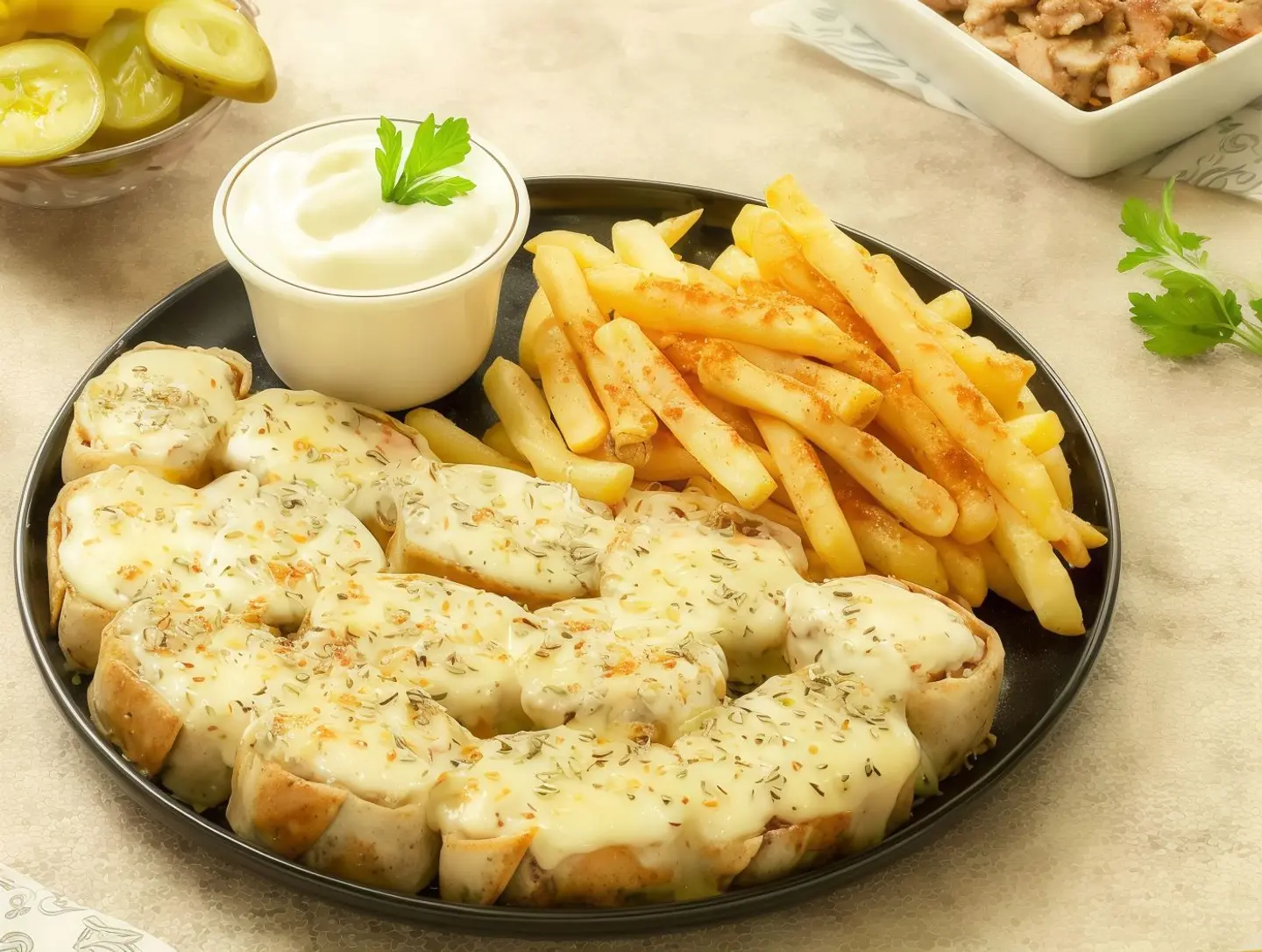 شاورما موزريلا صحن