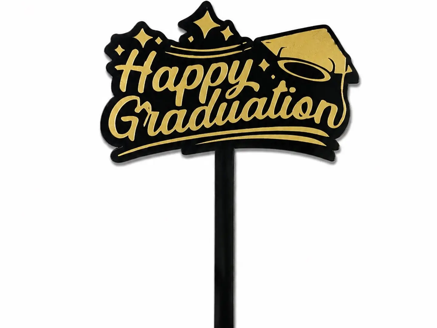 Black And Gold Acrylic Graduation Topper