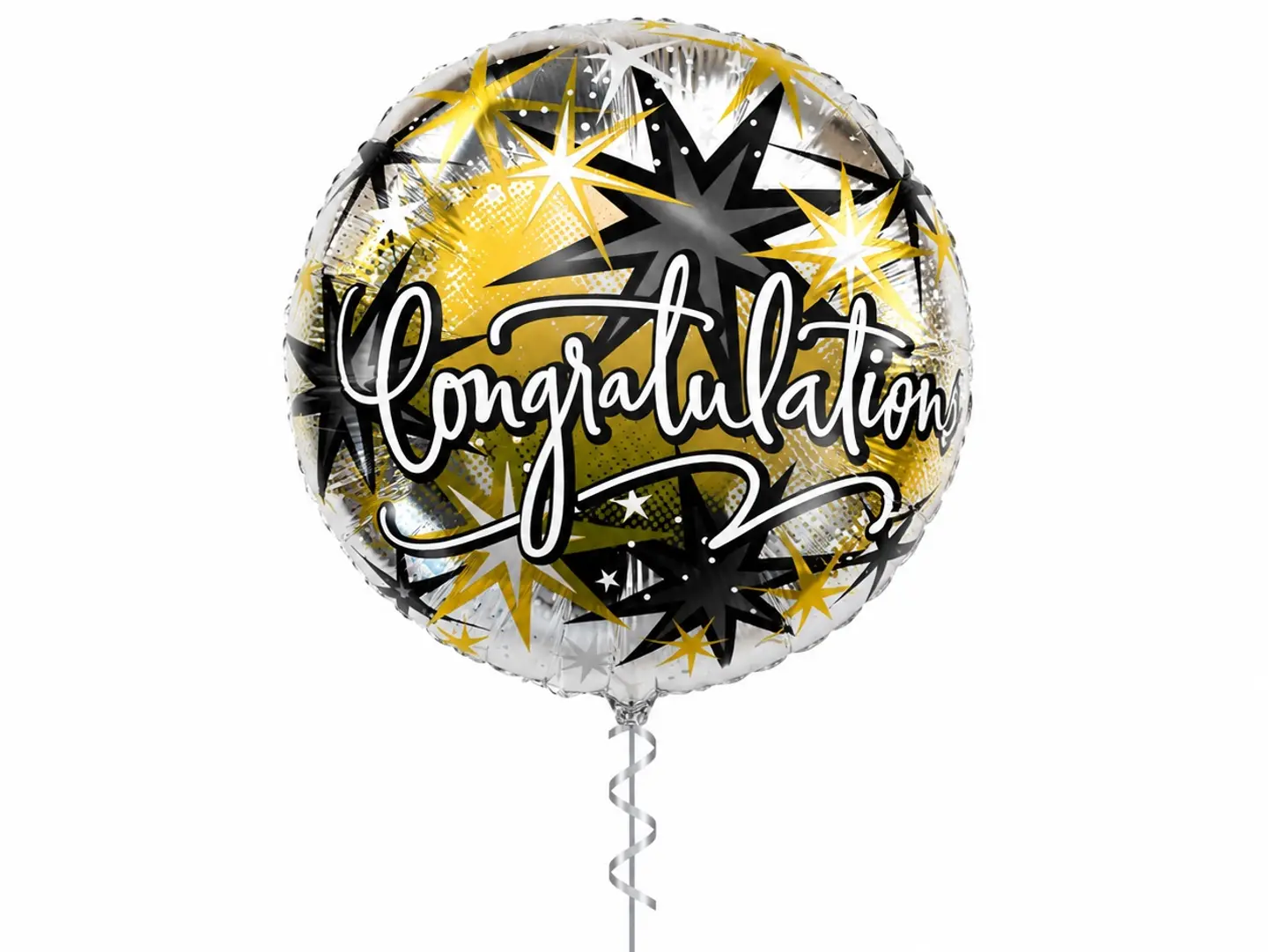 Round Congrats Grad Silver Balloon