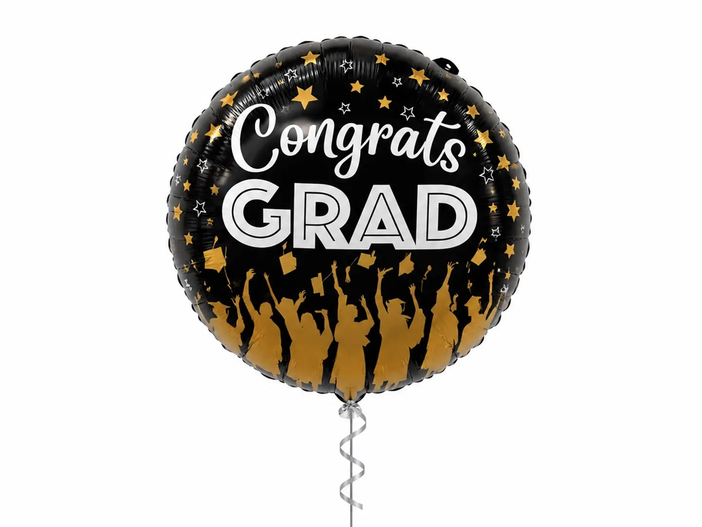 Round Congrats Grad Black Ballon