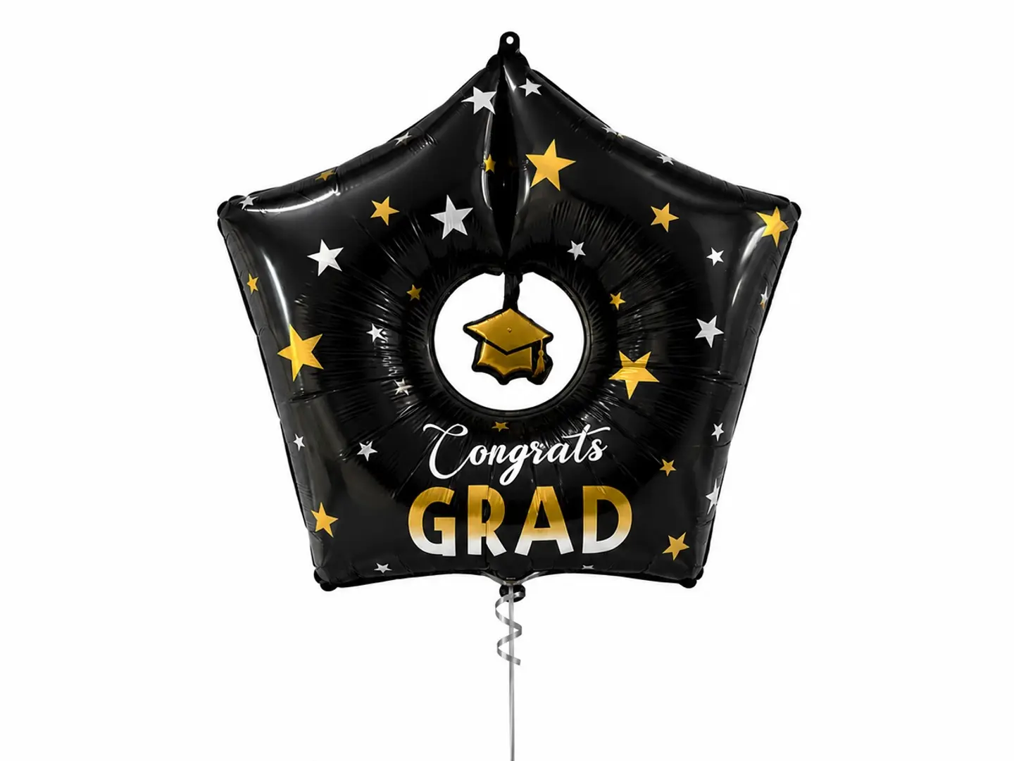 Congrats Grad Black Star Balloon