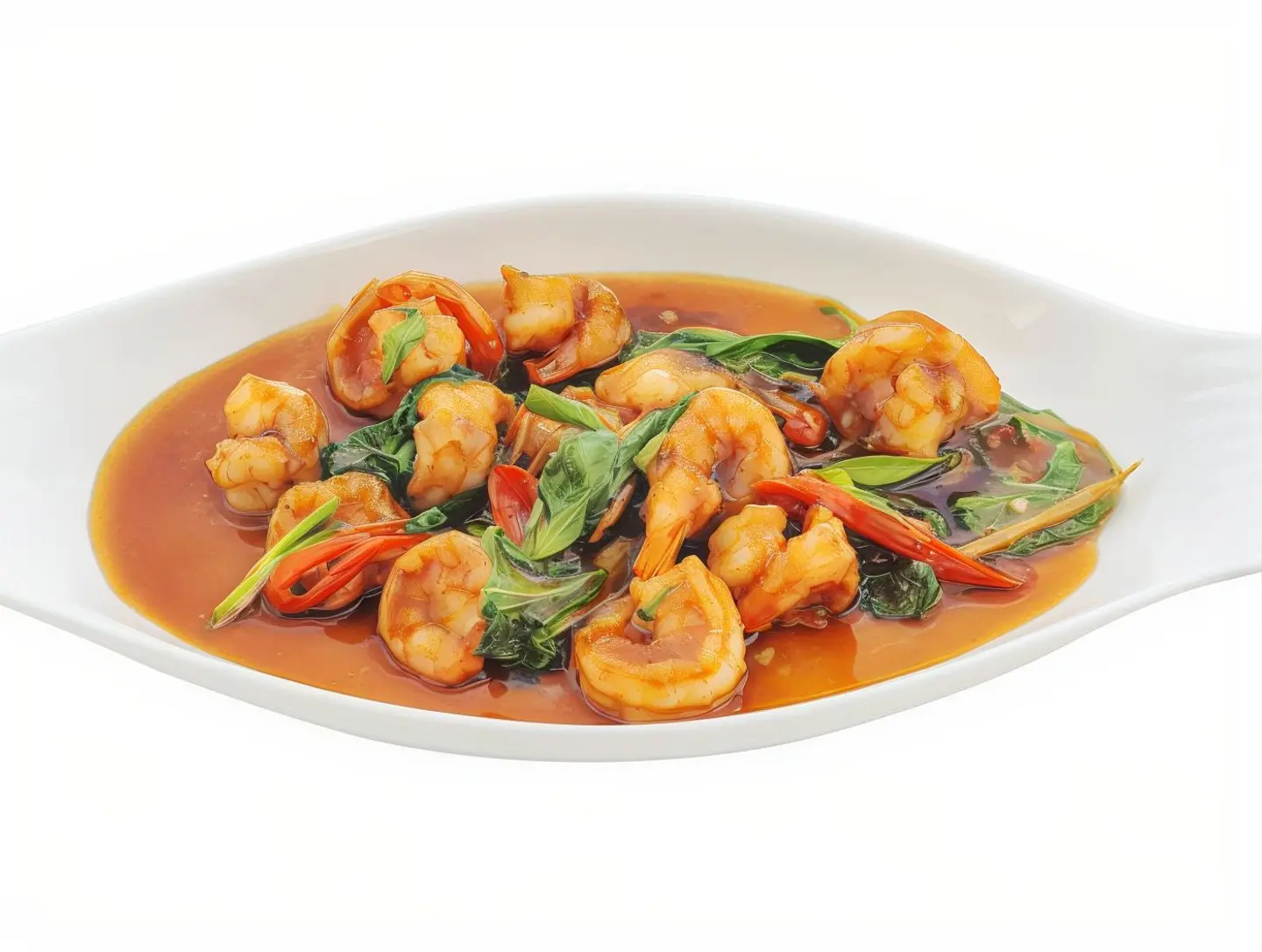 Spicy Shrimp With Basil Leaves