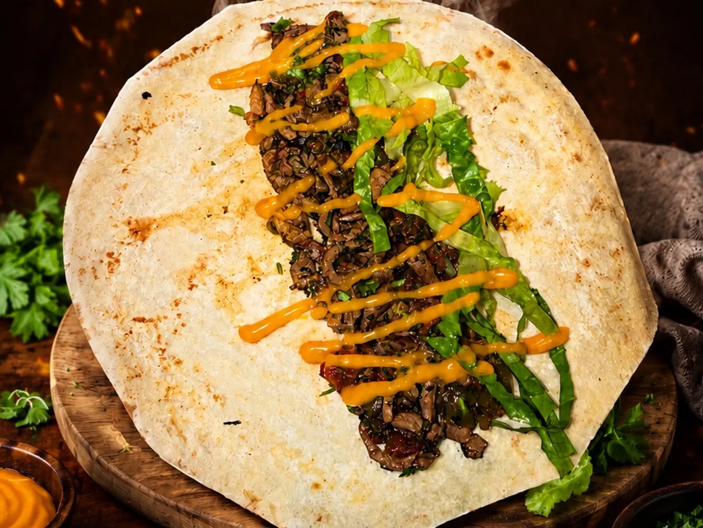 Lamb Liver Sandwich In Saj Bread