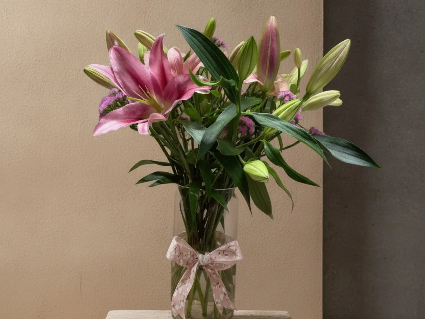 Luxurious Pink Lily Vase