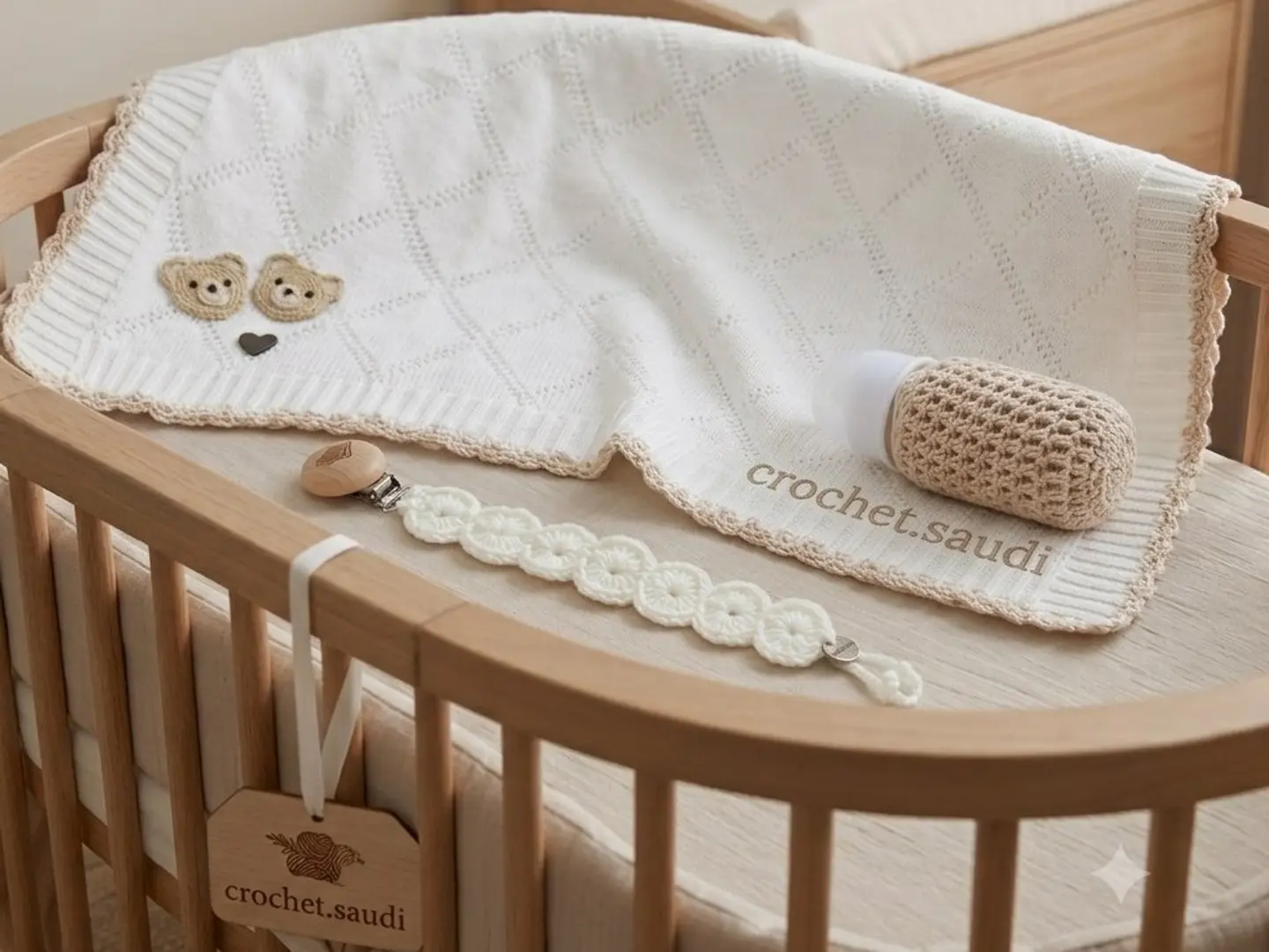 White Baby Wrap With Beige Trim