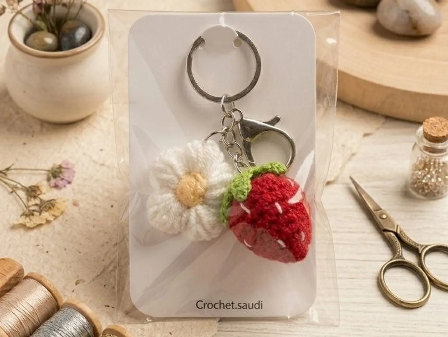 Strawberry 3 D Keychain