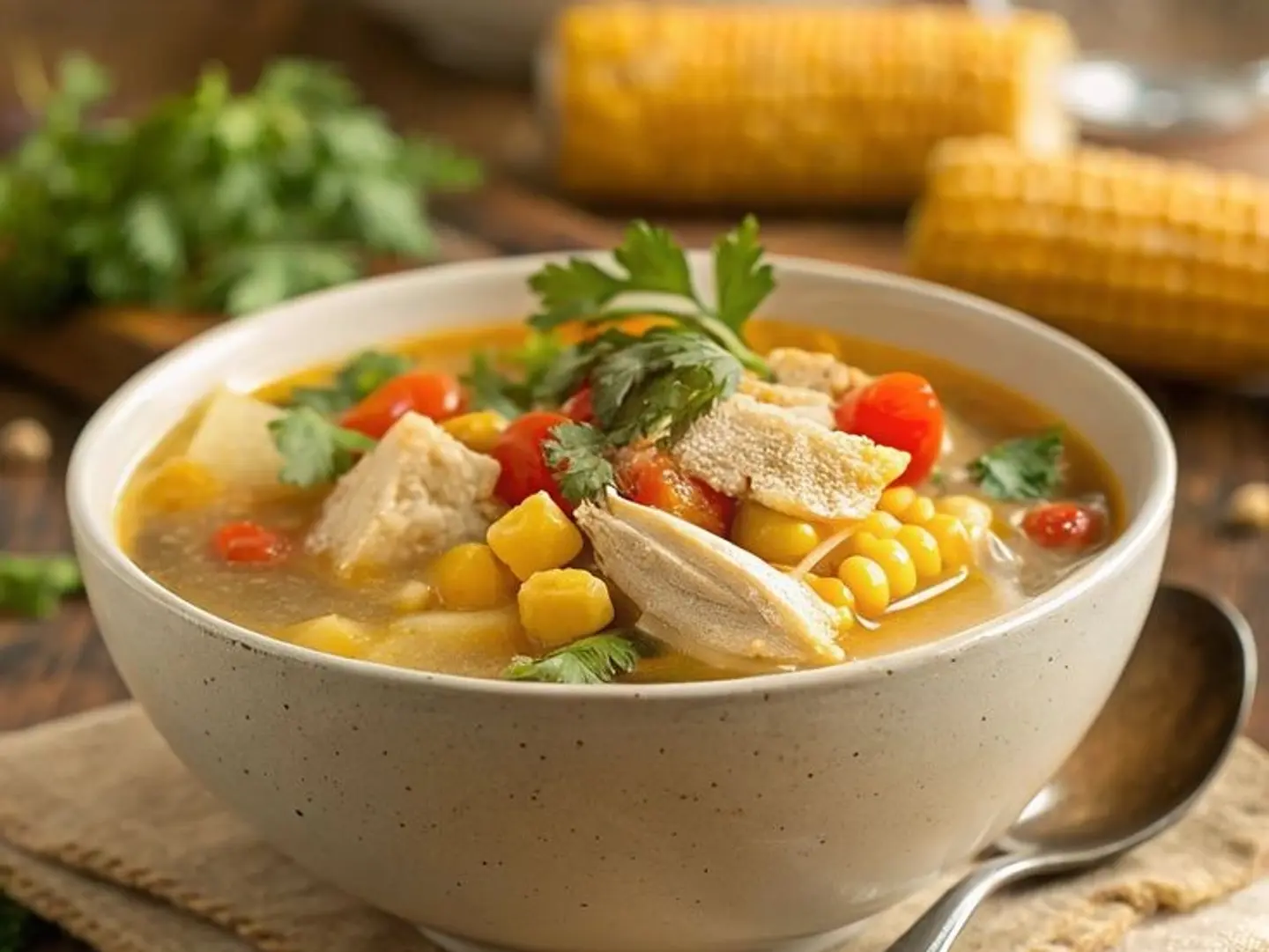 شوربة الذرة الحلوة مع الدجاج